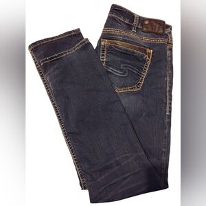 Dark Blue Silver Denim Jeans